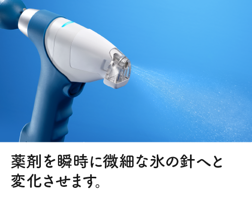 薬剤を瞬時に微細な氷の針へと変化させます。