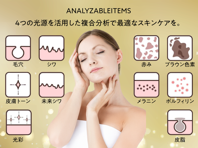 ANALYZABLEITEMS 4つの光源を活用した複合分析で最適なスキンケアを。